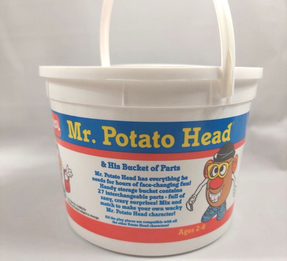 Vintage 1989 Playskool Mr Potato Head & His Bucket of Parts Complete w Extras